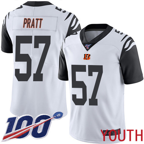 Cincinnati Bengals Limited White Youth Germaine Pratt Jersey NFL Footballl #57 100th Season Rush Vapor Untouchable